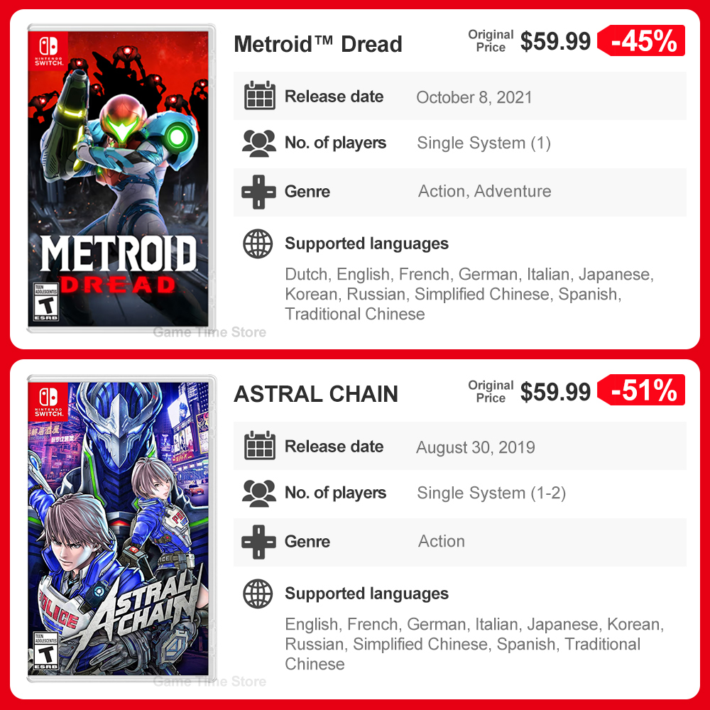 Juegos Nintendo Switch Games Ofertas Metroid Dread Astral Chain GTA Grand Theft Auto Hogwarts Legacy Xenoblade 3 Prince Persia