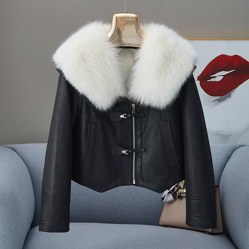 本物の天然キツネの毛皮の襟が付いた女性用ダウンジャケット,スエード生地,グースフグコート,女性用パーカー,超大型,冬,100%,2024