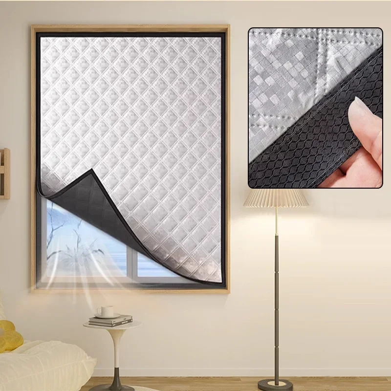 Ventana de pieza entera a prueba de viento, cálida, sellada, a prueba de fugas de invierno, impermeable, dormitorio engrosado, no perforado, cortinas a prueba de frío