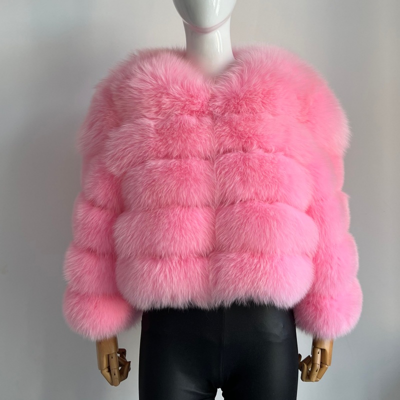 KEJINYUAN Winter Vrouw Echte Vos Bontjas Driekwart Mouw Damesjassen Geef een haarband van dezelfde kleur weg