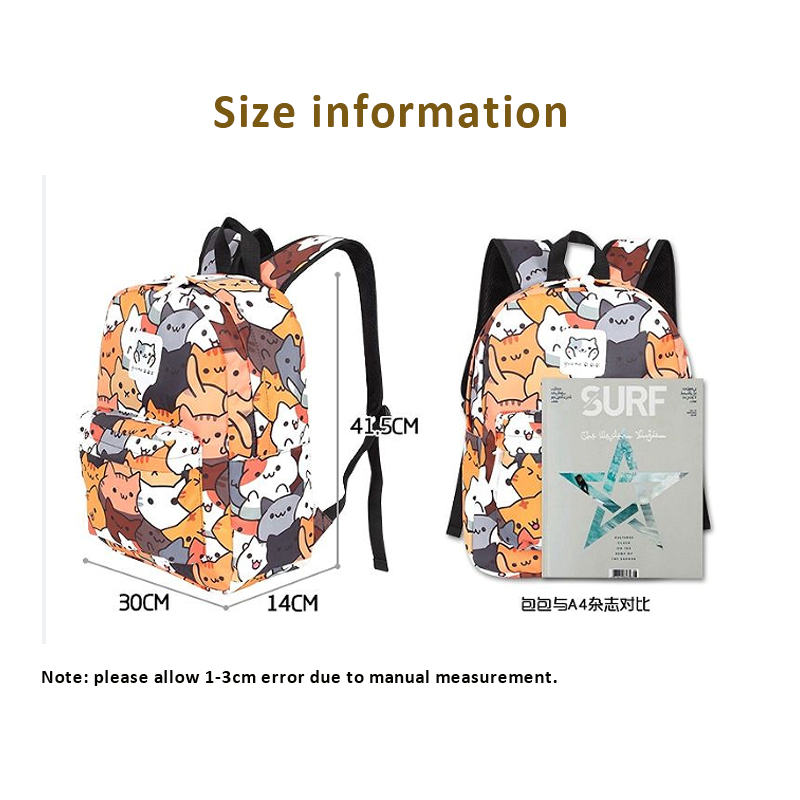 귀여운 고양이 소년 소녀 책 가방 학교 배낭 여행 Mochila 배낭 학생 Amime 배낭