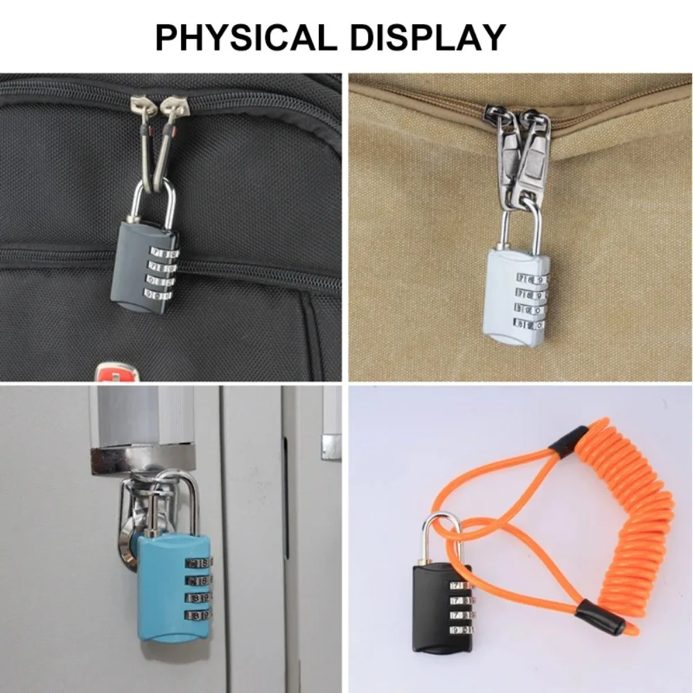 Mini candado de combinación de 4 dígitos para viajes, candado de seguridad reiniciable para equipaje, uso en gimnasio, contraseña numérica fácil de configurar