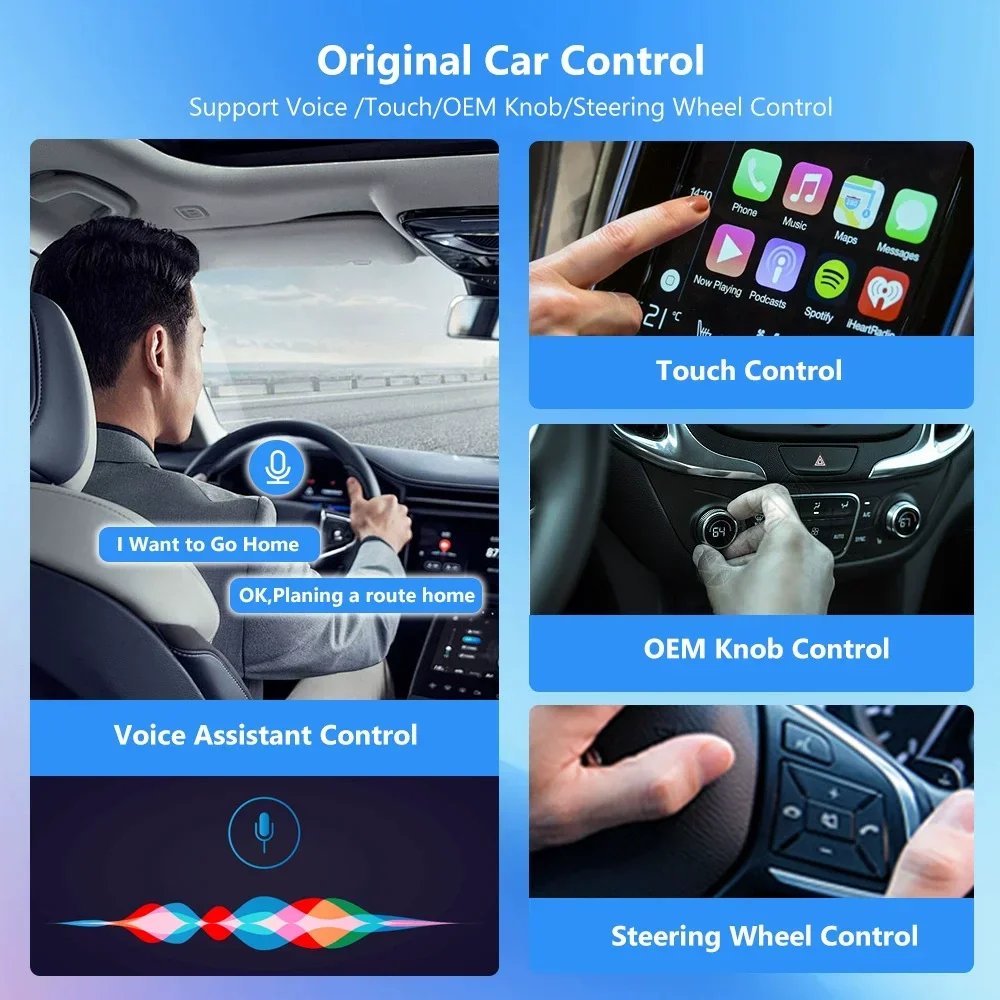 Draadloze Carplay-adapter voor Android iPhone Auto 2-in-1 Bedraad naar draadloze AI Box Bluetooth WiFi Connect Plug & Play voor auto