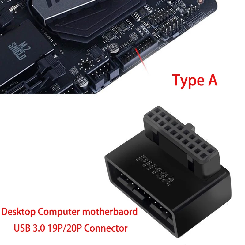 Computer Motherboard Header Adapter Stecker USB 3,0 19Pin/20Pin 90 Grad Desktop Konverter Desktop-Computer Zubehör