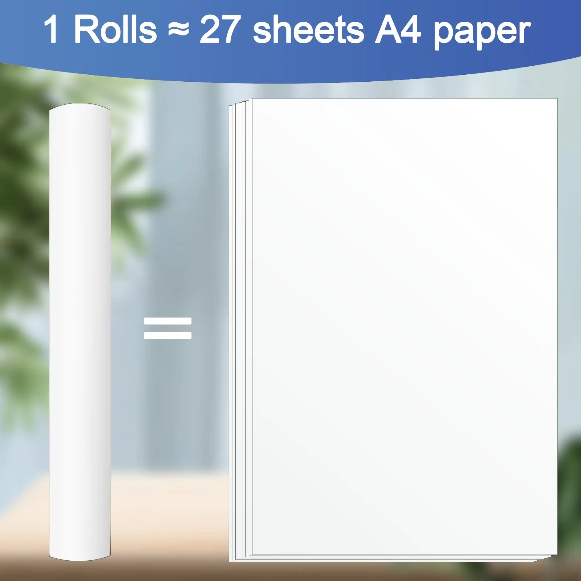 6 rollos de papel térmico A4 de secado rápido para mini impresora más grueso y más brillante y la fuente es más clara para hacer la mejor calidad de impresión