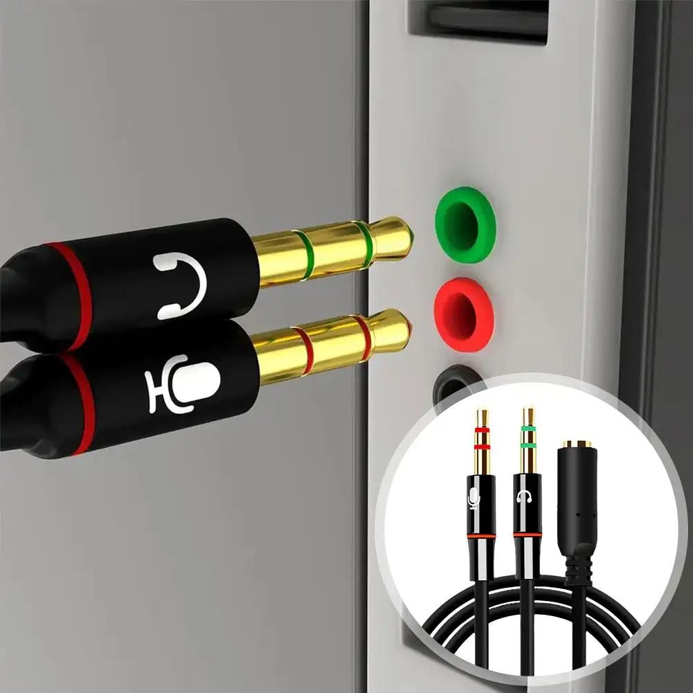 Kopfhörer-Mikrofon-Audio-Konverter-Splitter für Computer, 3,5 mm Buchse auf 2, Dual 3,5 mm Stecker, Kopfhörer-Mikrofon-Audio-Y-Splitter