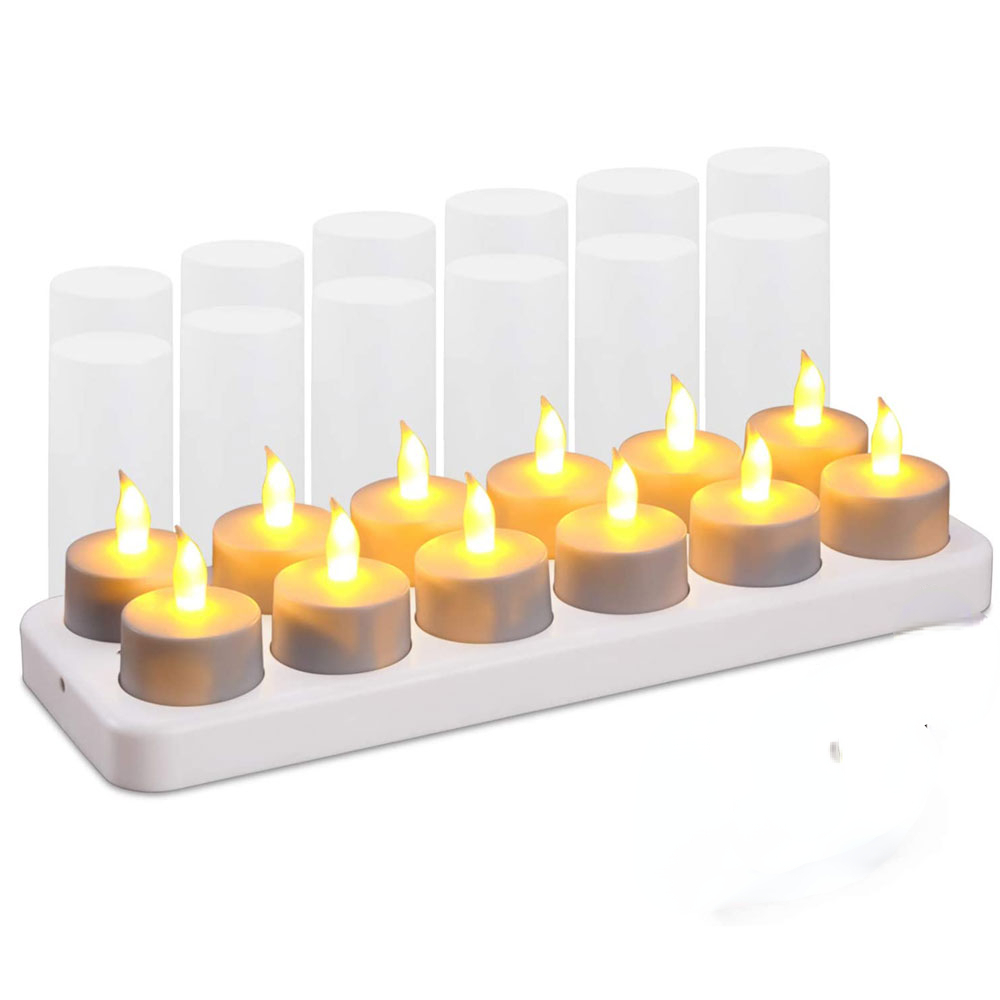 Vela LED recargable sin llama, luz de té, carga USB, taza de plástico, decoración de bodas, Día de San Valentín, 6/12 piezas