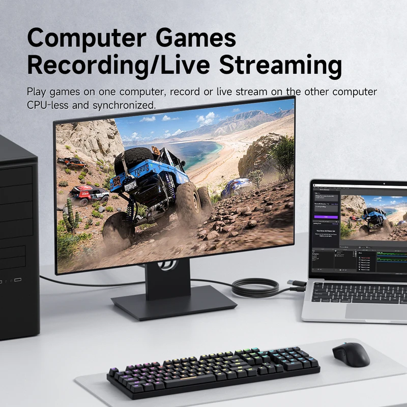 Hagibis USB 3.0 Video Capture Card HDMI to USB-A/Type-C Capture Cable PD 100W for Quest 3 Switch Gaming Live Streaming Recorder