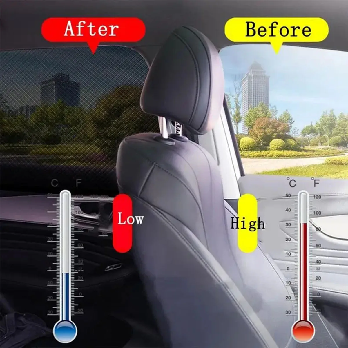 1 Paar Autoruit Zonnescherm Gaas Auto Achterste Zijruit Auto Styling Ademende Schaduw Gordijn Zonneklep Hoes Auto Interieur