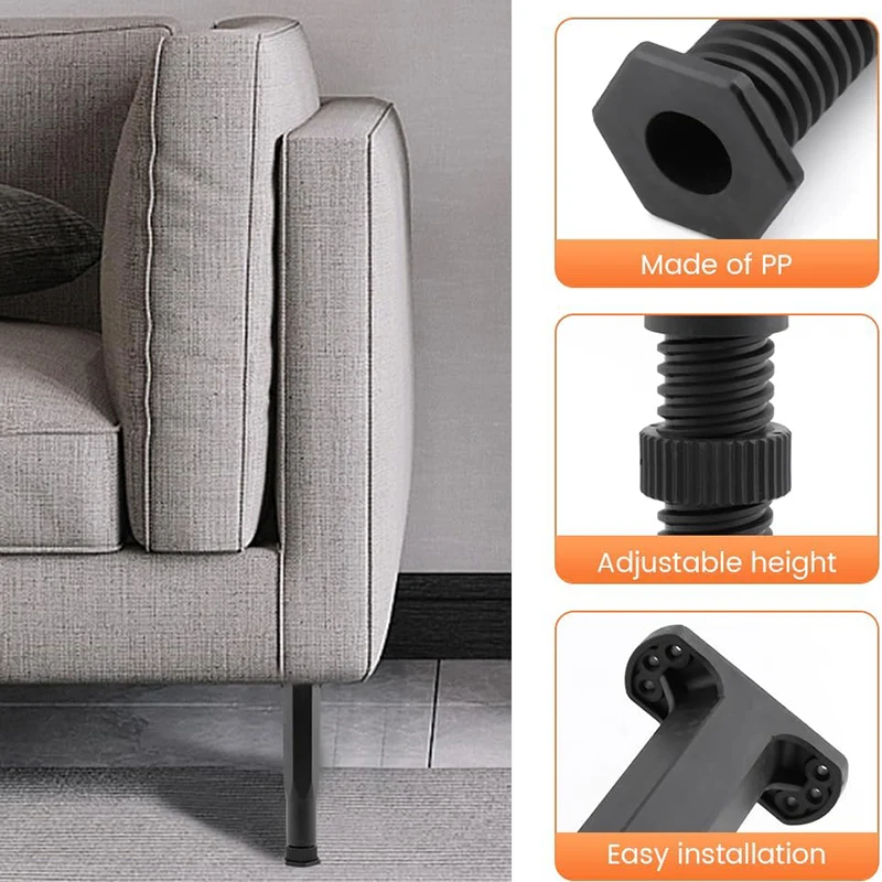 4pcs Furniture Support Legs, Extendable Height Adjustable Furniture Hardware Tripod, Suitable for Beds, Sofas, Tables