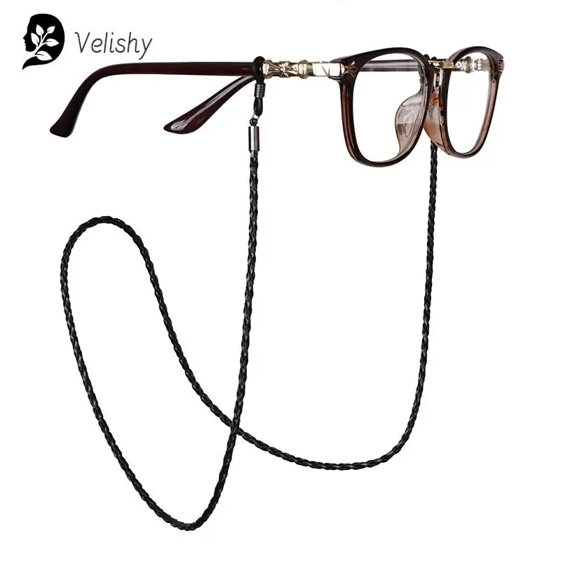 Cadena de cuerda de cuero para gafas de sol, correa de cordón para gafas trenzadas, accesorios antideslizantes para deportes al aire libre
