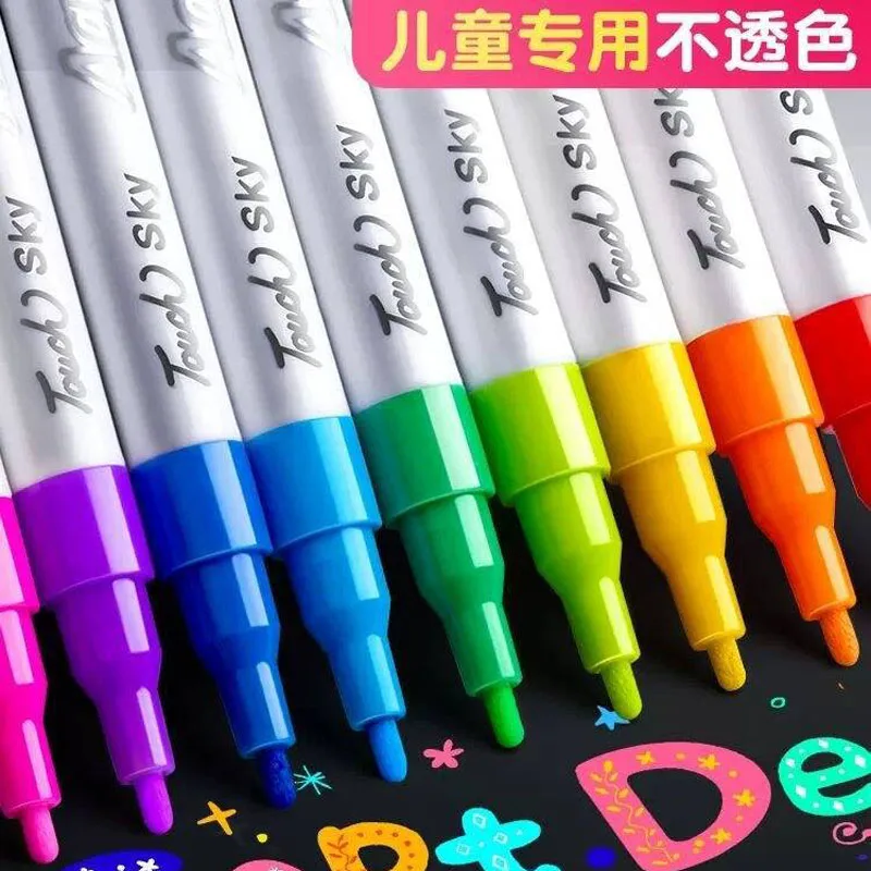 Sanrio Cinnamoroll การ์ตูนอะคริลิค MARKER พู่กันสําหรับโรงเรียนอนุบาลนักเรียนกระดาษแน่น STACKABLE เด็กชุดปากกาสี