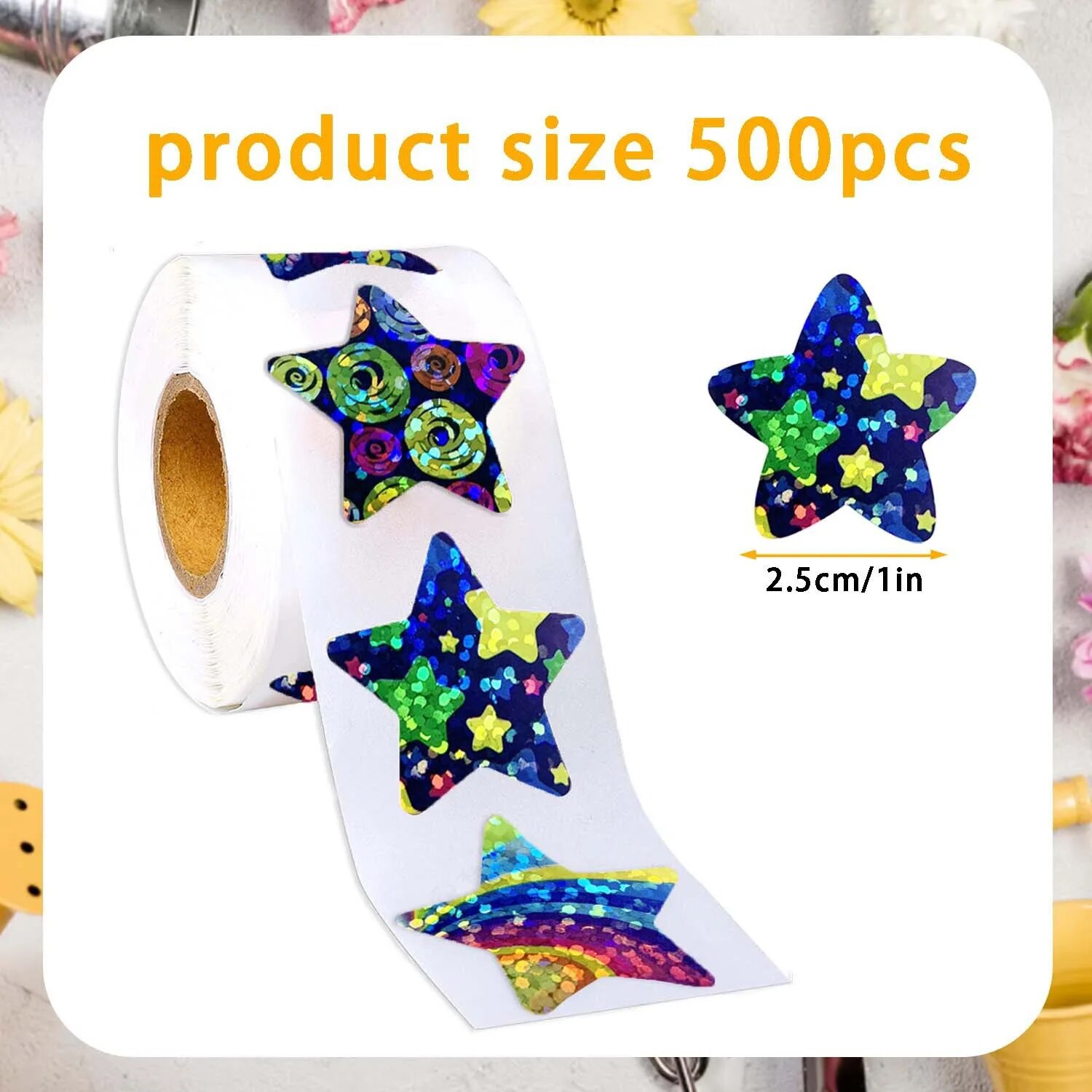 500Pcs/Roll Cartoon Outer Space Star Rewards Stickers 8 Designs Starry Sky 2.5cm/1.0in For Learning Rewards Game Party Gift Seal