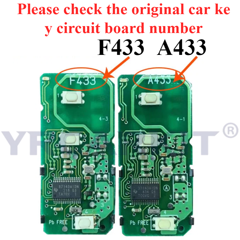 車のスマートリモートキートヨタランドクルーザープラドカムリクラウンオーリオン LC200 A433 F433 車のスマートキー Fob 車のキー 4D チップ 433Mhz