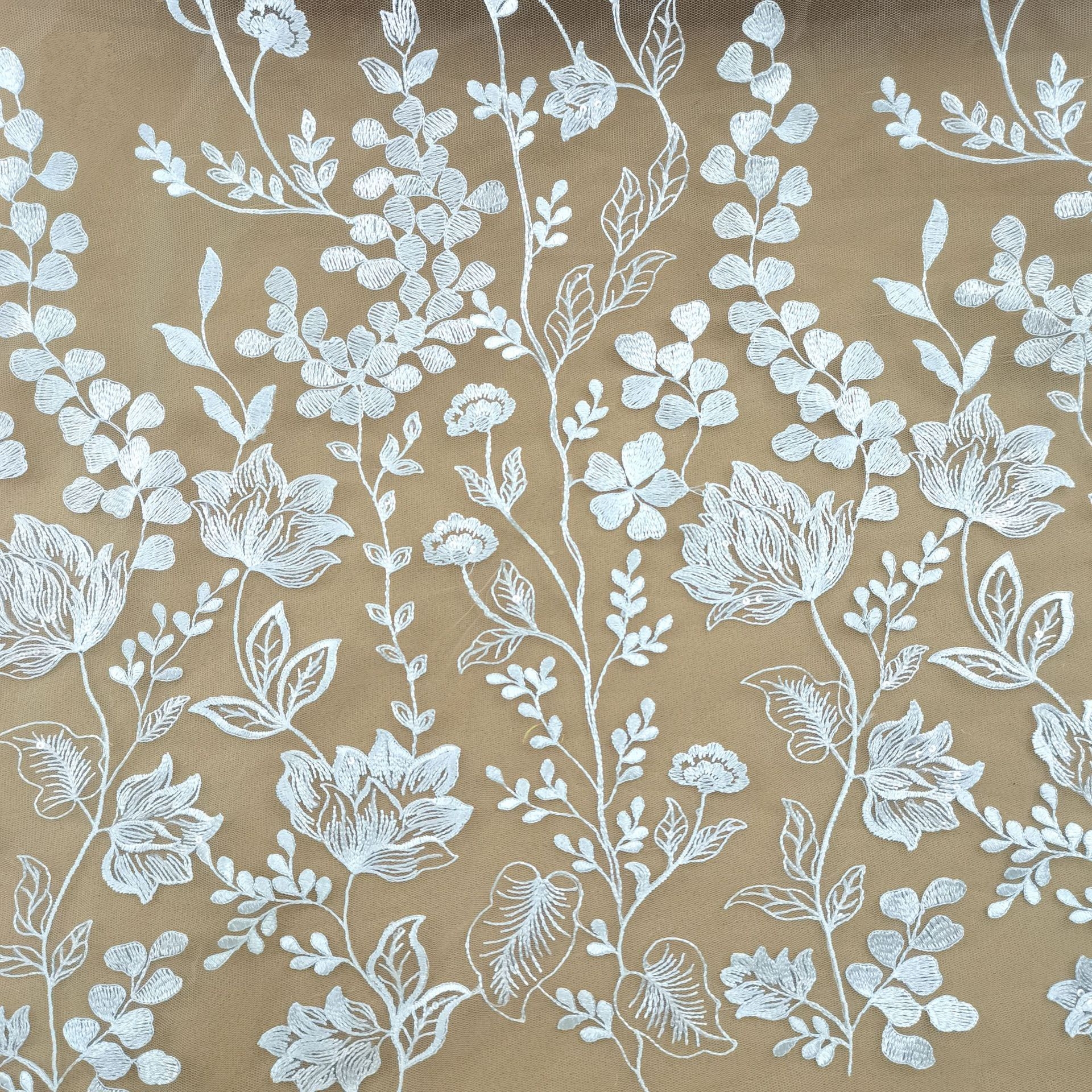 Eleganter modischer Brautkleid-Spitzenstoff, 130 cm breit, Hochzeitskleid-Stoff, Pailletten-Spitze, der per Yard verkauft wird