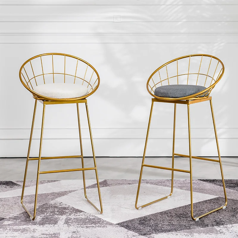 Nordic Wrought Iron Bar Chair Creative Household Bar Stool Backrest High Chair Living Room Furniture