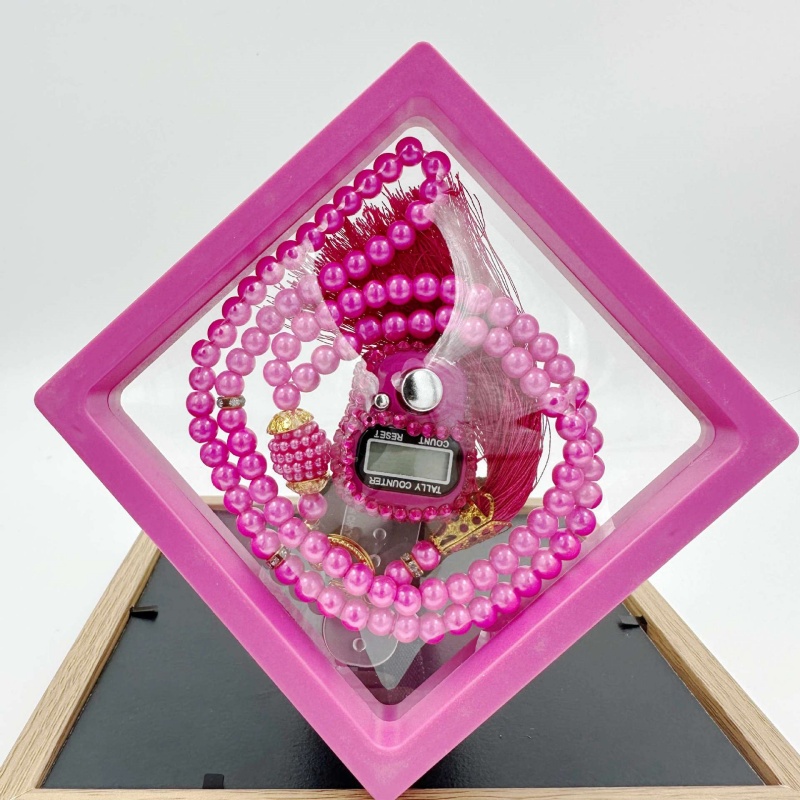 Pulseira de contas de oração muçulmana e conjunto de contador de dedo cor 99 pulseiras de imitação de pérola anel de contador de dedo reajustável