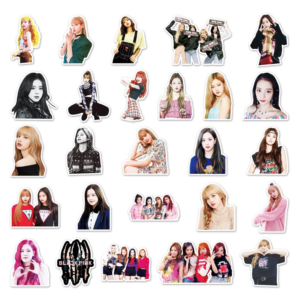 50 個新ブラックピンクポップ韓国ガールグループステッカー荷物のラップトップ iPad スケートボードギター電話ケースステッカー