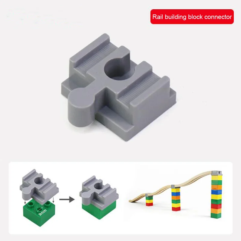Nuevo 8 Uds adaptador de vía de tren de madera conector de bloque de construcción de riel Compatible con todos los juegos de vías de tren de ferrocarril de madera