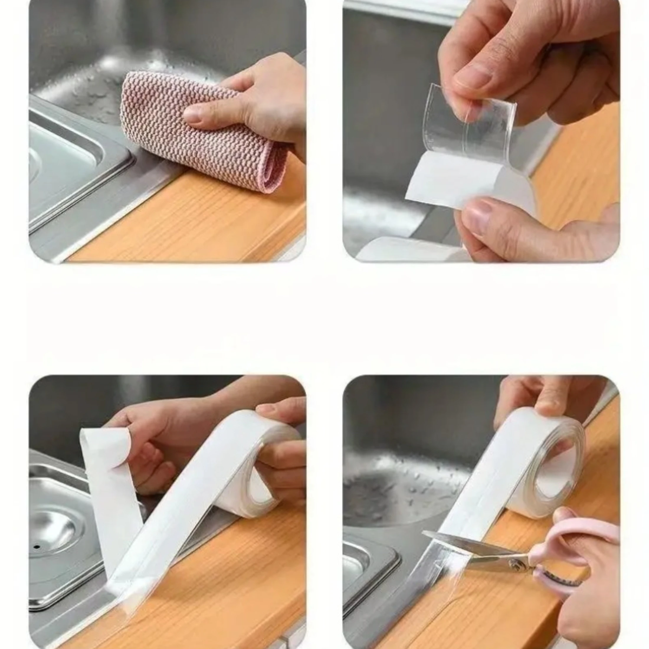 Clearance_1 Rotolo di nastro autoadesivo in PVC trasparente impermeabile, perfetto per bagni, servizi igienici, lavandini e cucine-Super Adhe