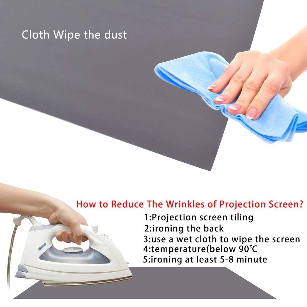 VEIDADZ Projector Screen 100 120 133 Inch 16:9 Foldable Anti-Light Grey Reflective Cloth Portable Projection Screen For Home