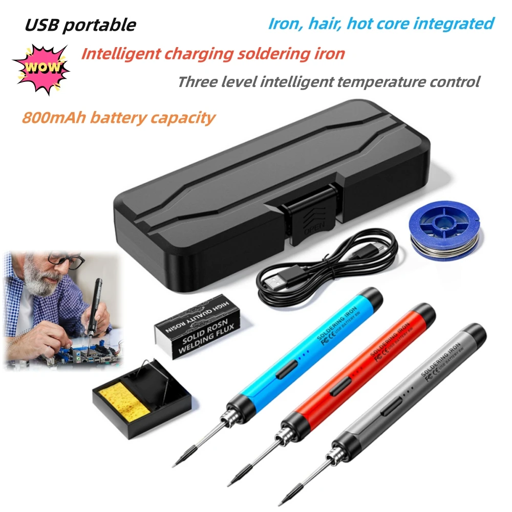 ปากกา SOLDER Las เครื่องเชื่อมเหล็กไฟฟ้าอัจฉริยะแบบพกพา USB ปรับอุณหภูมิได้300-450 ℃ สำหรับเครื่องมือซ่อมบัดกรี