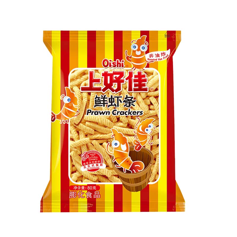 OISHI Prawn Crackers 2.82oz(80g)*2 packs Leisure Food Childhood Nostalgia Internet Celebrity Puffed Snack Gift Pack