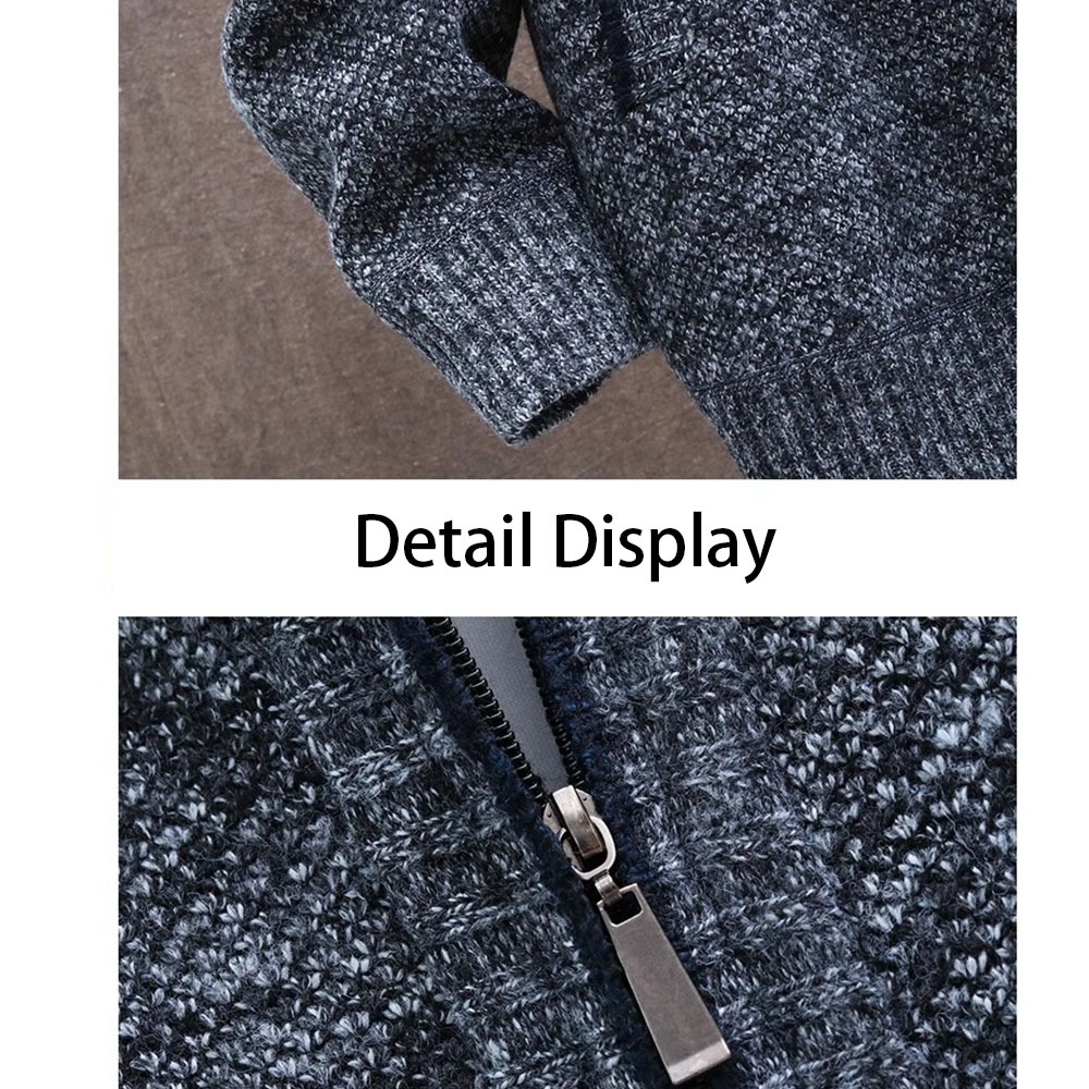 Cardigan de malha cor sólida camisola masculina zíper outono nova jaqueta de manga comprida lã quente cardigans jaqueta