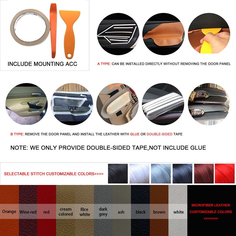 Untuk Honda Odyssey 2011 - 2014 2015 2016 2017 2 Buah Kulit Serat Mikro dengan Busa Pegangan Pintu Depan Mobil Potongan Penutup Panel Sandaran Tangan