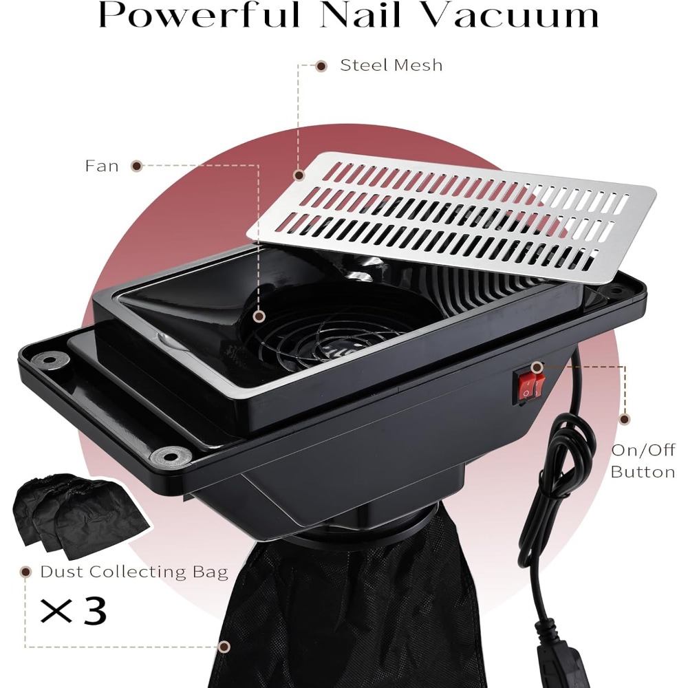Portable Nail Table Manicure Desk Foldable Nails Tech Station with Dust Collector Nail Desk with Drawer & Wrist Rest Manicurist