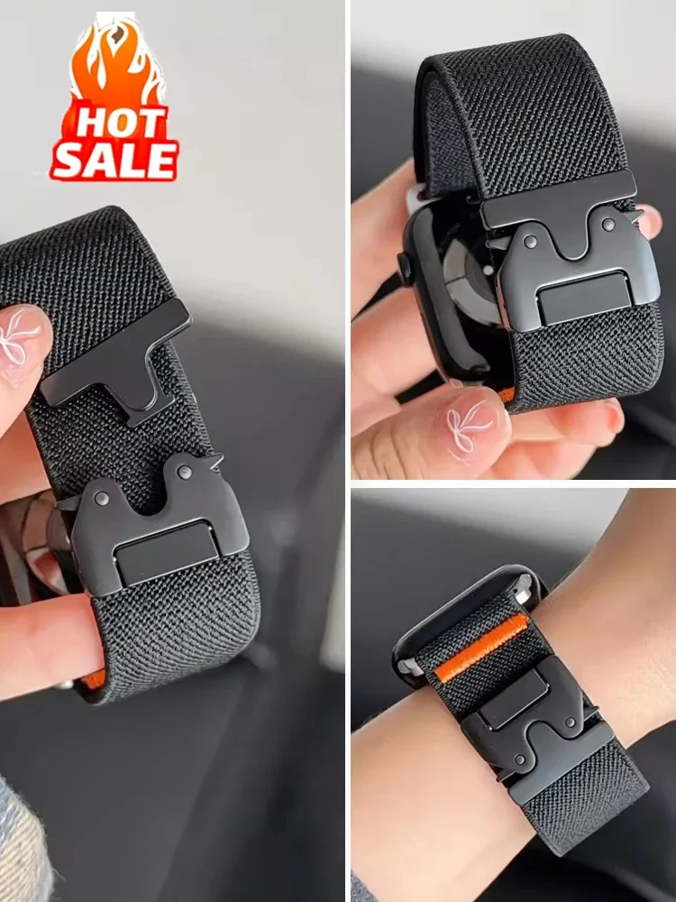 สายรัดร่มชูชีพสําหรับ Apple Watch 10 Band 46 มม.42-41-45 มม.2 49 มม.44 มม.สร้อยข้อมือไนลอน iWatch Apple Watch Series 9 8 SE 5 6 7