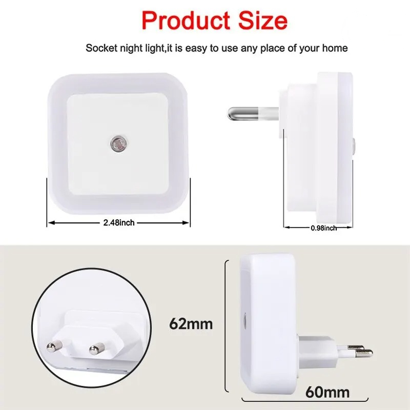 Wireless LED Night Light Mini EU Plug Light Control Sensor Children's Room Children's Bedroom Decoration Midnight Tricolor Light