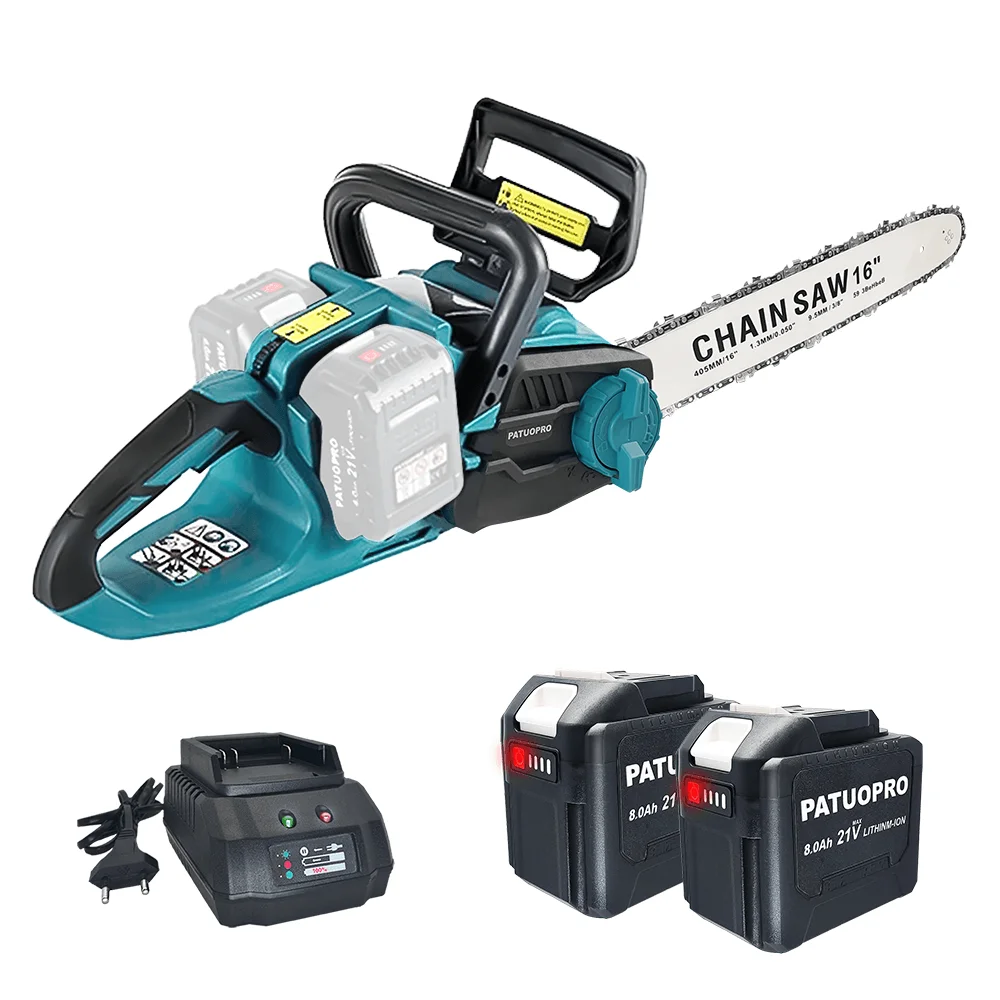 Motosierra eléctrica inalámbrica sin escobillas de 16 pulgadas, herramientas de carpintería recargables para ramas de huerto, cortador de mano para batería Makita