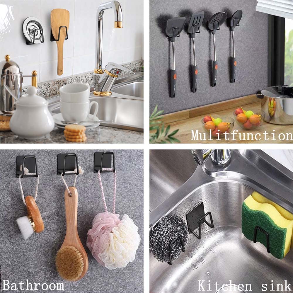 1-4Pcs Kitchen Sink Sponge Rack Drain Storage Holder Self Adhesive Stainless Steel Wire Ba Il Rag Brush Organizer Wall Hooks