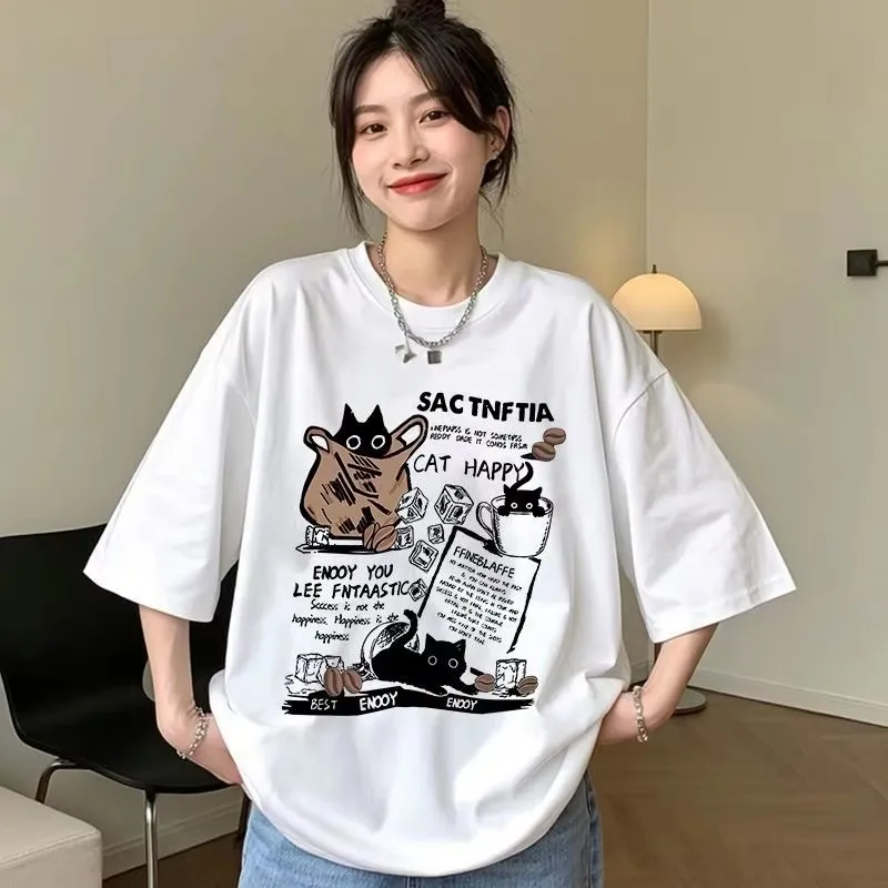 Camiseta retro americana de manga corta, nueva marca de moda de verano, ropa de calle, camiseta holgada informal de manga corta para parejas
