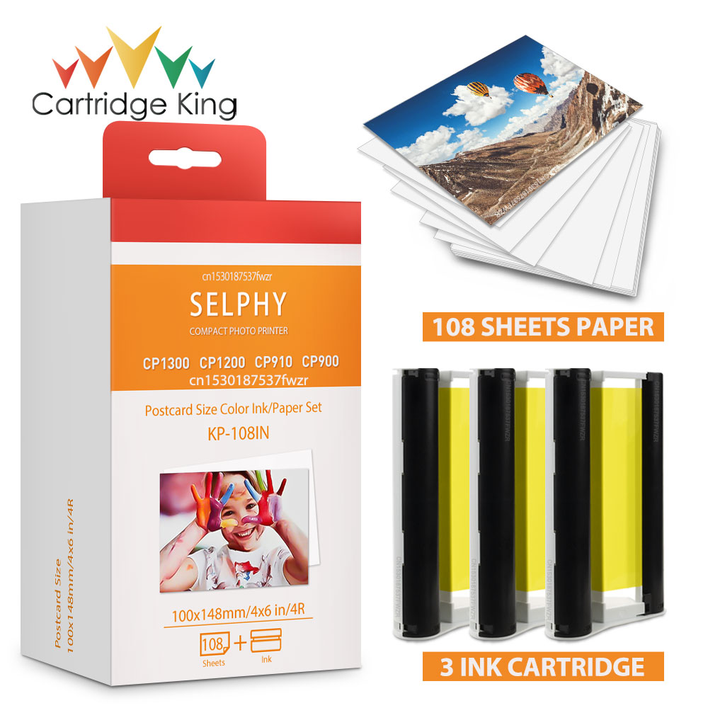 Tương Thích Cho Máy Canon Selphy CP1300 CP1200 CP1000 CP910 Mực Cassette Cho Selphy CP1300 Giấy In Ảnh Bộ Máy In KP 108IN KP-36IN