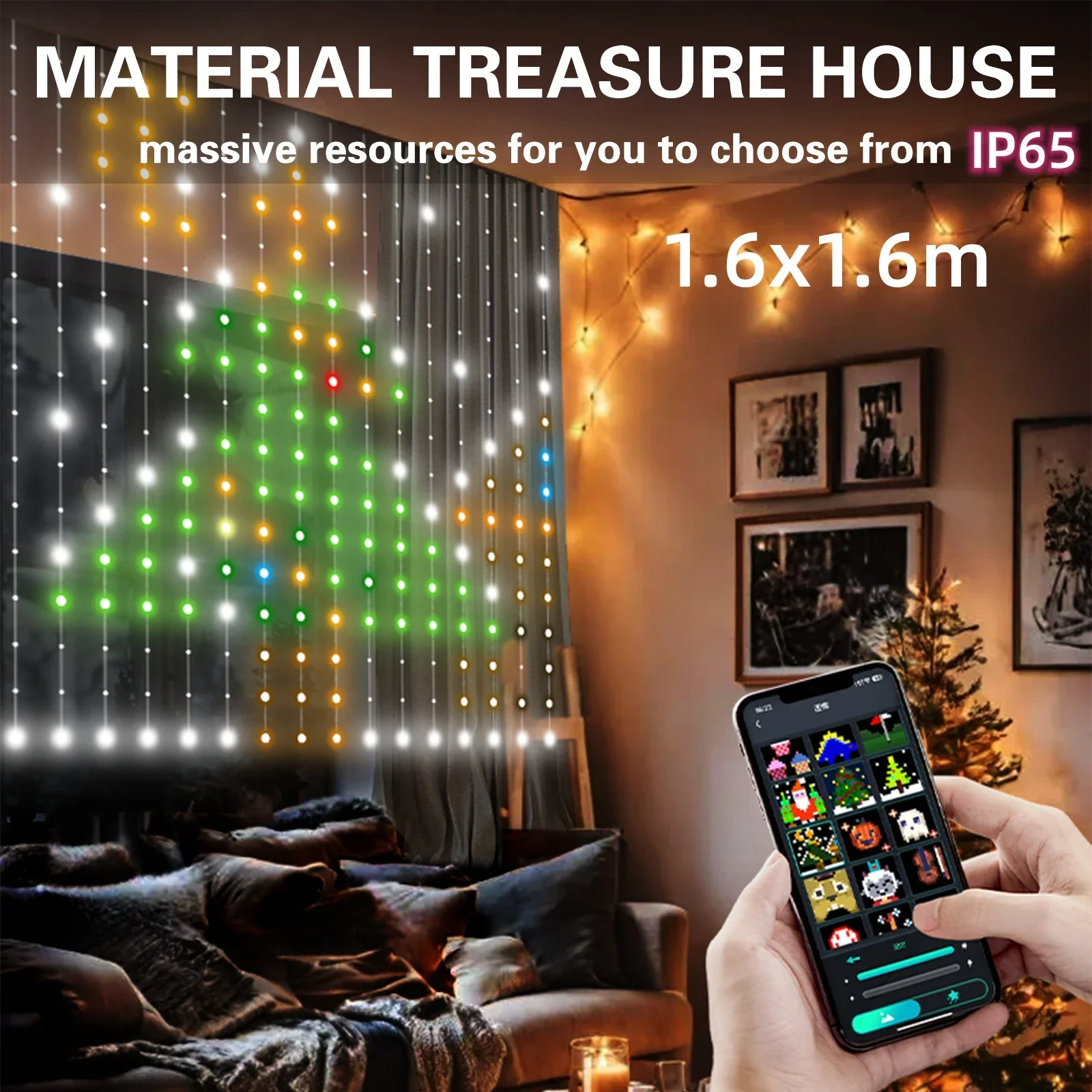 Smart APP Control светодиодный светильник для оконных штор 5 В USB WS2812B RGBIC Dream Color Fairy Light для праздника, футбольной вечеринки, уличного декора