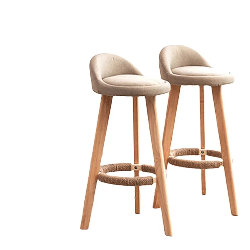 Nordic Minimalist Anti SLIP ไม้เก้าอี้สูงร้านอาหารด้านหน้าโต๊ะแคชเชียร์เก้าอี้โรงแรมบาร์ Creative ERGONOMIC เก้าอี้บาร์