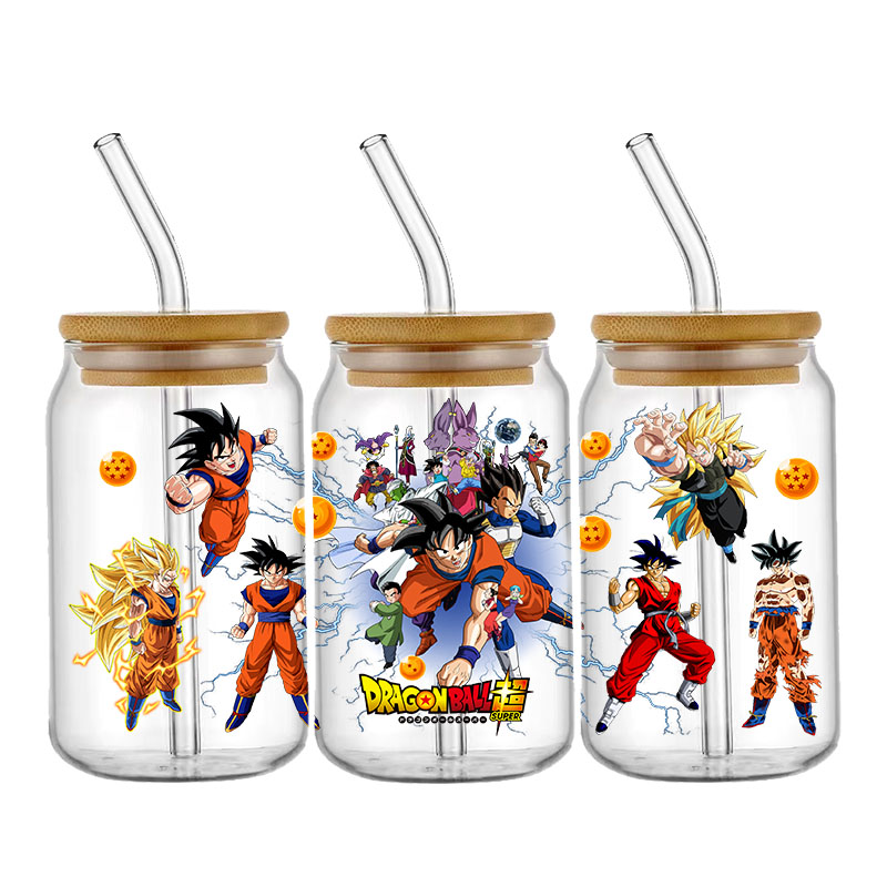 Japan Cartoon Anime Character UV DTF Wraps Transfer Sticker DIY For 16oz Libbey Glass Cup Waterproof Wrap Transfers Decals Cup
