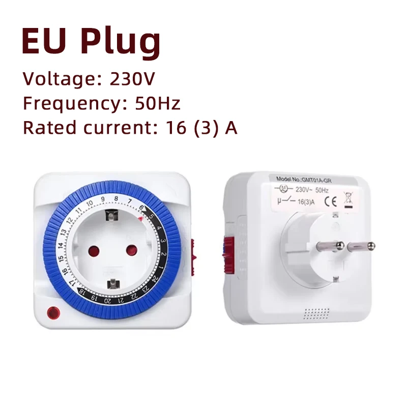 UE/EE. UU. 24 horas temporizador interruptor enchufe mecánico con conexión a tierra programable interruptor de bucle de cuenta regresiva inteligente enchufe apagado automático