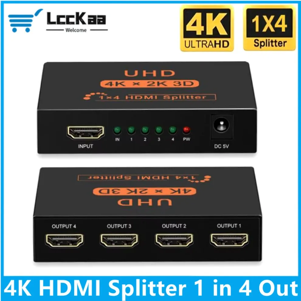 HDMI-совместимый разветвитель 1x4 Full HD 4K аудио-видео разветвитель 1 в 4 выхода HDMI-сплиттер-усилитель адаптер для HDTV DVD PS3 Xbox