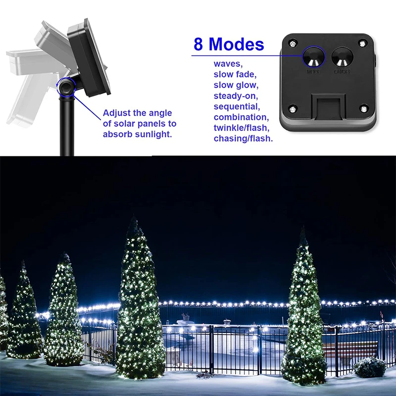 Solar Fairy String Lights Outdoor LED Garden Christmas Decor Garland Light For Xmas Halloween Thanksgiving Wedding