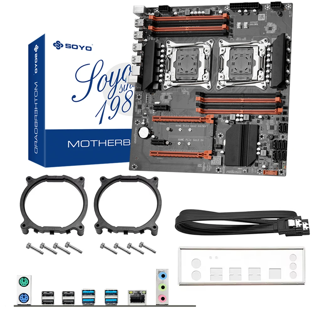 SOYO X99 Двухпроцессорная материнская плата Intel Xeon E5 2680 V4 CPU*2 и 32 ГБ DDR4 (4*8 ГБ) NVME M.2 для настольного ПК