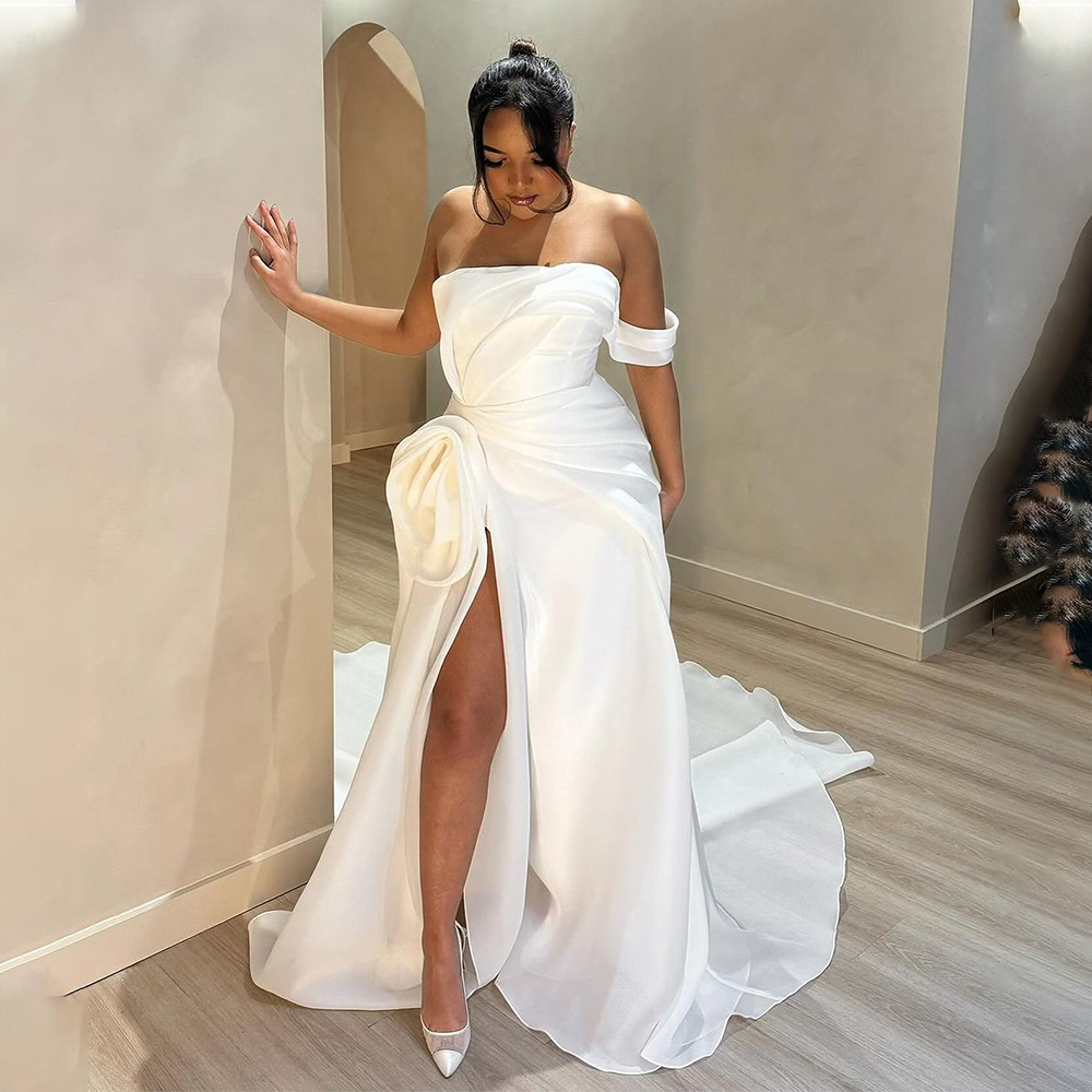 Moderne träger lose Falte Organza eine Linie Brautkleider Seitens chlitz maßge schneiderte Braut gewachsen 2025 vestido de noival