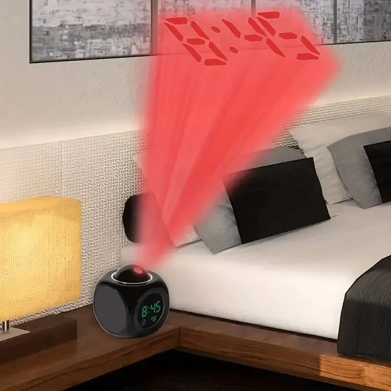 Reloj despertador de proyección, pantalla de techo, repetición, mesa de escritorio, reloj de proyección Digital multifunción por voz, pantalla de temperatura, 1 ud.