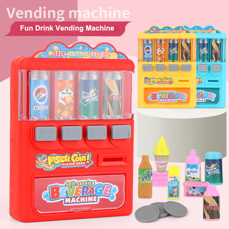 Distributeur automatique de boissons simulées pour enfants, monnayeur, jouet de vente automatique, maison de jeu en plis, cadeau