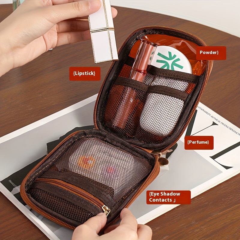 Bolsa de cosméticos de viaje transparente, mini bolsa de almacenamiento de lápiz labial cosmético impermeable portátil, bolso de mano multifuncional