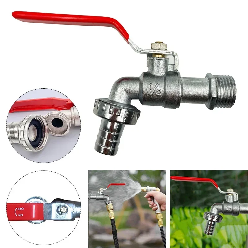 Rubinetto in ottone per irrigazione da giardino da 1/2 pollici Rubinetto per serbatoio IBC Rubinetto per acqua Valvola di uscita singola Sostituzione antigelo Accessori per balcone esterno