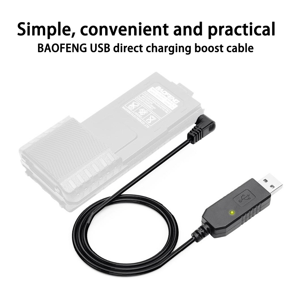 Cáp sạc USB 2.5mm có đèn báo hiệu cho Baofeng Walkie Talkie UV-5R UV-82 BL-5L pin dung lượng cao cho Radio 2 chiều