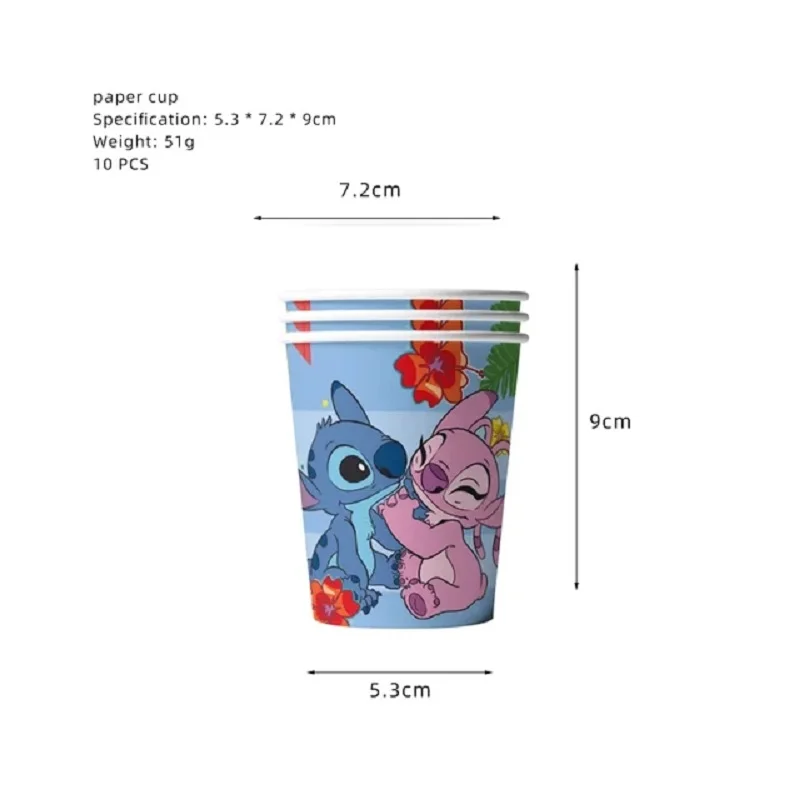 디즈니 Lilo and Stitch 생일 파티 장식 일회용 식기 컵 접시 냅킨 식탁보, 소년 어린이 베이비 샤워 용품